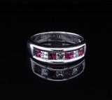 Handmade 14ct White Gold Ruby & Diamond Set Ring Size T1/2 Val $6170