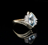 Vintage Topaz & Diamond Set 9ct Yellow Gold Ring Size M Val $1460