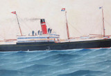 1911 Large Maritime Watercolour & Gouache on Board "SS Norseman" by W Pearson.