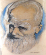 George Bernard Shaw Superb Late 1940s Large Watercolour & Pastel on Artist Board