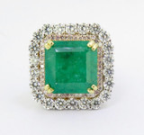 8.98ct Emerald & Pink Diamond Set Double Halo 18ct Ring Size N Val $67800