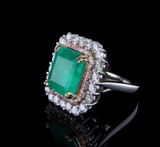 8.98ct Emerald & Pink Diamond Set Double Halo 18ct Ring Size N Val $67800