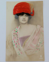 c1905 - 1910 Real Hair with Hat Postcard Printed in Germany. 4786/6. Unposted.