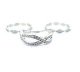 Trio of Pretty Sterling Silver & Cubic Zirconia Stacking Rings Sizes O and R