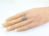 Trio of Pretty Sterling Silver & Cubic Zirconia Stacking Rings Sizes O and R