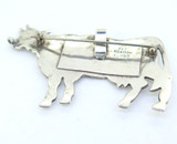 Vintage Mexican Sterling Silver & Enamel Moo Cow Pendant / Brooch 22.7g