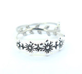 Pretty Pair Sterling Silver Daisy Ring & CZ Leaf Stacking Rings 2.4g Size P1/2