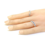 Pretty Pair Sterling Silver Daisy Ring & CZ Leaf Stacking Rings 2.4g Size P1/2