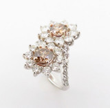 1.85ct Cognac & 2.50ct Diamond Halo 18ct White Gold Ring  Val $17850