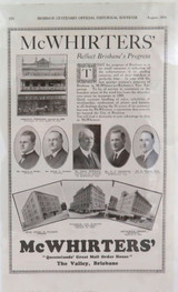 1924 Large Advert ex Brisbane Centenery Mag. "McWhirters, The Valley, Brisbane"