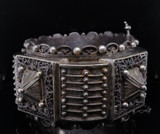 Huge Vintage Silver Middle East Filigree Hinged Bracelet / Bangle 105.9g