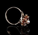 Vintage Pearl & 0.24cttw Old Cut Diamond 14ct Gold Ring Size R Val $2840