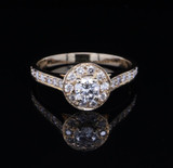 0.30ct F VVS1 Centre Diamond 18ct Gold Halo Ring Size P1/2 Val $6220