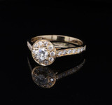 0.30ct F VVS1 Centre Diamond 18ct Gold Halo Ring Size P1/2 Val $6220