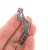 Pretty Sterling Silver Guatemalan Quetzal Bird Brooch with Gold Wing 3.1g