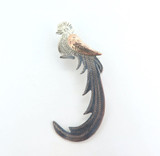 Pretty Sterling Silver Guatemalan Quetzal Bird Brooch with Gold Wing 3.1g