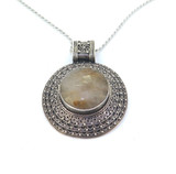 Decorative Sterling Silver & Rutilated Quartz Pendant with Sterling Chain 28.2g