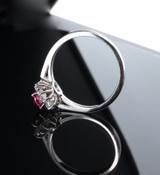 Vintage Ruby & Diamond Halo 14ct white Gold Ring Size I Val $3950