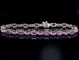 Vintage Pink Sapphire & 1.40ct Diamond 14ct Gold Bracelet 18cm Val $13820