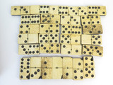 Antique Victorian Bone And Ebony 6-Dot Dominoes