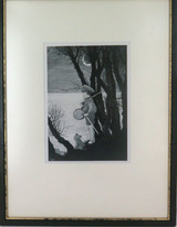 c1919 Ida Rentoul Outhwaite Framed & Matted Print “Goodnight Daddy at The War"