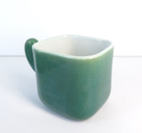 Vintage Modernist Studio Ceramic Cup & Saucer in Mossgreen, Signed to base.