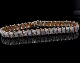 Vintage 6.30ct Diamond Set 14ct Gold Bracelet 18cm Long Val $13430