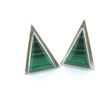 Stunning Handmade Sterling Silver & Malachite Clip-on Earrings 28.8g
