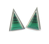 Stunning Handmade Sterling Silver & Malachite Clip-on Earrings 28.8g