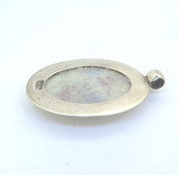 Large Oval Sterling Silver & Tri-colour Jade Pendant 20.6g