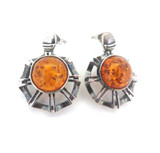 Vintage Sterling Silver & Amber Style Resin Earrings 8.7g