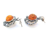 Vintage Sterling Silver & Amber Style Resin Earrings 8.7g