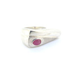 Stunning Sterling Silver & Ruby Sculptural Ring Size K1/2 13g