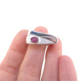 Stunning Sterling Silver & Ruby Sculptural Ring Size K1/2 13g