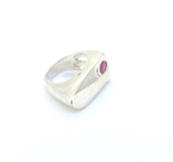 Stunning Sterling Silver & Ruby Sculptural Ring Size K1/2 13g