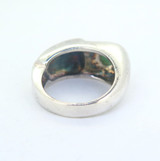 Striking Sterling Silver & Emerald Sculptural Ring Size K1/2 8.3g