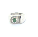 Striking Sterling Silver & Emerald Sculptural Ring Size K1/2 8.3g