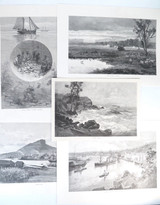 Group Lot Original 1886 Engraving Prints, Queensland Rural & Brisbane