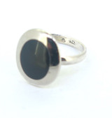Vintage Sterling Silver & Inlaid Black Onyx Oval Ring Size M 3.7g
