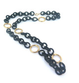 Beautiful Woven Silk Chain with 14ct Yellow Gold Rings Choker 5.7g