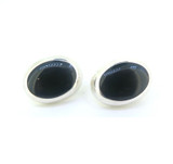 Dramatic Sterling Silver & Black Onyx Oval 19x13mm Earrings 10.6g