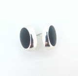 Dramatic Sterling Silver & Black Onyx Oval 19x13mm Earrings 10.6g