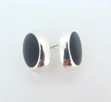 Dramatic Sterling Silver & Black Onyx Oval 19x13mm Earrings 10.6g