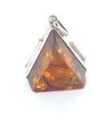 Large Sterling Silver & Rectangular Amber Resin Pendant 17.8g