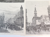 Group Lot Original 1886 Engraving Prints, Early Melbourne Architecture