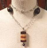 Artisan Crafted Dan Cherry Carved Wooden Bead & Sterling Silver Necklace 80cm