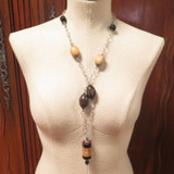 Artisan Crafted Dan Cherry Carved Wooden Bead & Sterling Silver Necklace 80cm