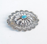 Vintage Decorative Native American Sterling Silver & Turquoise Brooch