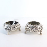 Pair of Stieff Sterling Silver Repousse Salt Cellars