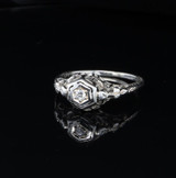 Antique 0.12ct Old Cut Diamond Set 14ct White Gold Ring size N Val $2230